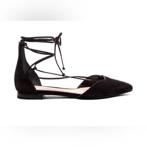 SCHUTZ Neida Black Suede Lace Up Pointed Toe D’orsay Flats women’s Size 7